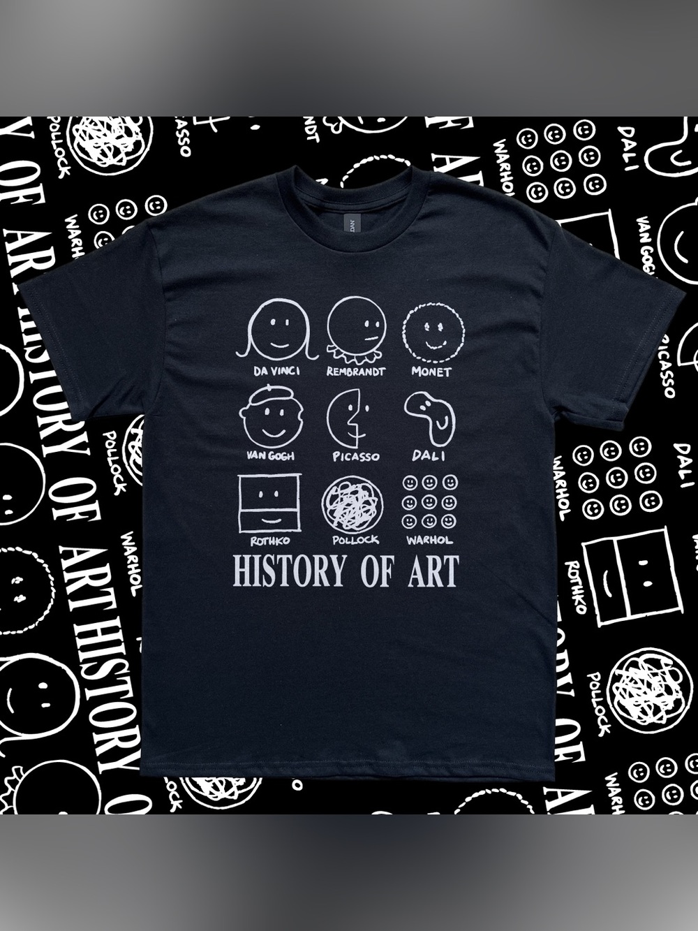 History of art tee minimalist Smiley happy Faces cartoon parody T-Shirt